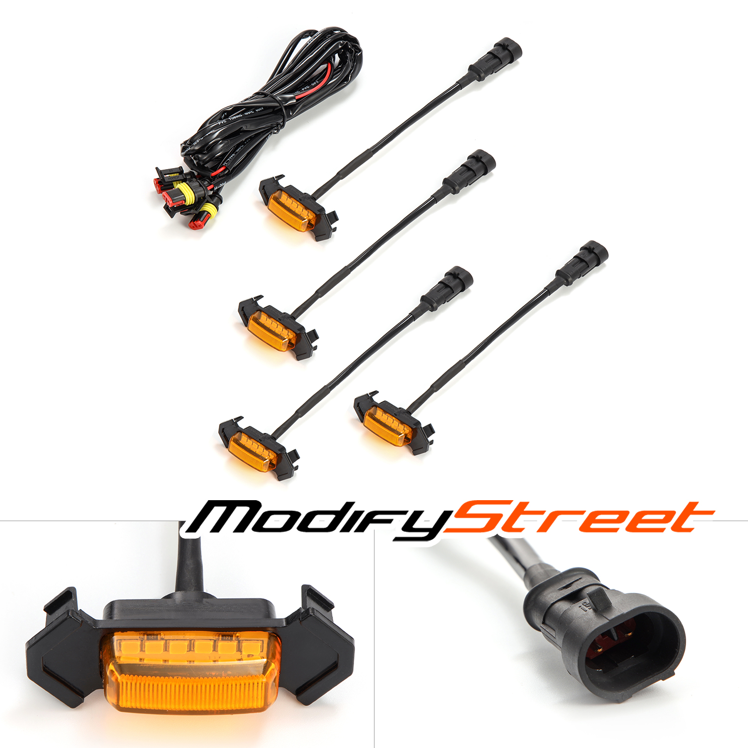 Fit 2016-2022 Toyota Tacoma 4PCS LED Grill Light Kit TRD PRO Grille Amber Light